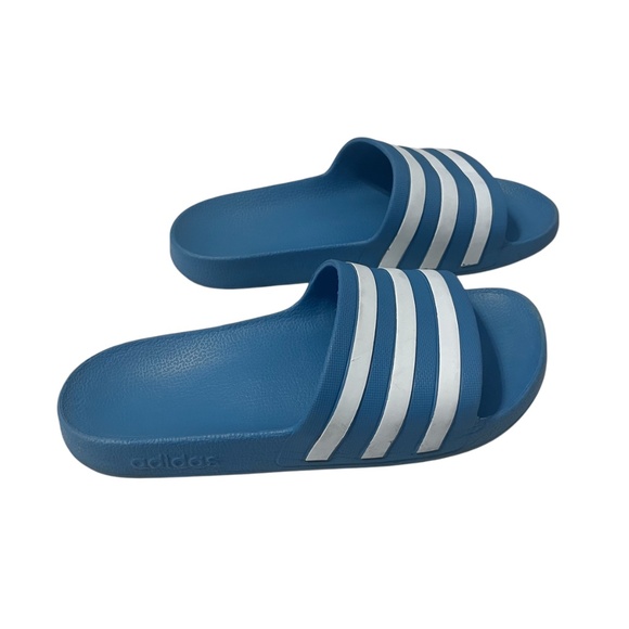 Adidas Women's Blue and White Slip On Sandals Size 6.5 - Picture 5 of 8